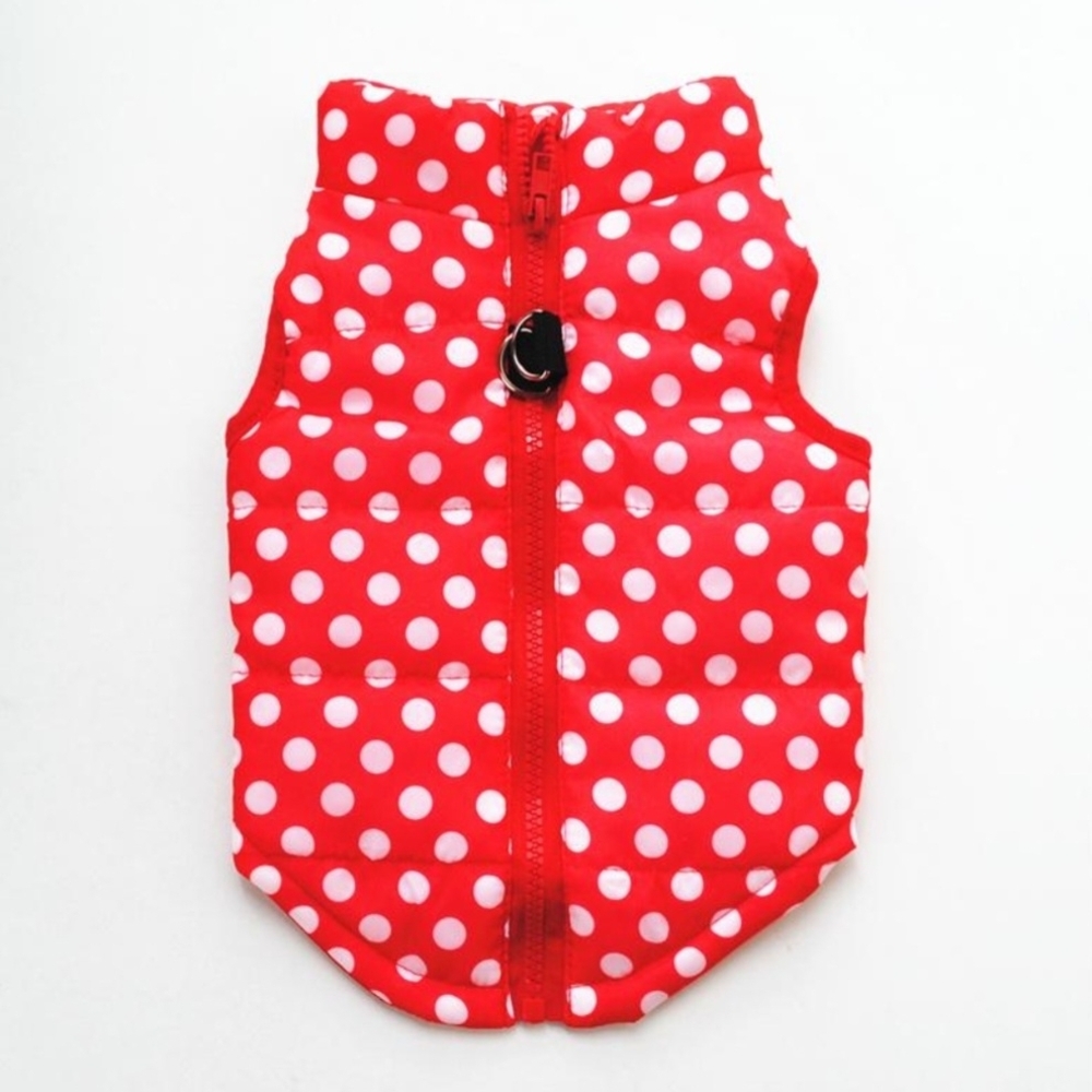 Dog Red Polka Dot Puffer Vest S